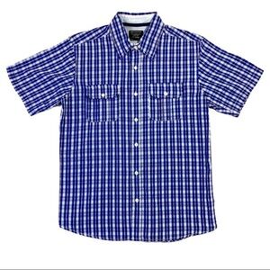 Paper Denim And Cloth Plaid Short Sleeve Button‎ Front Shirt